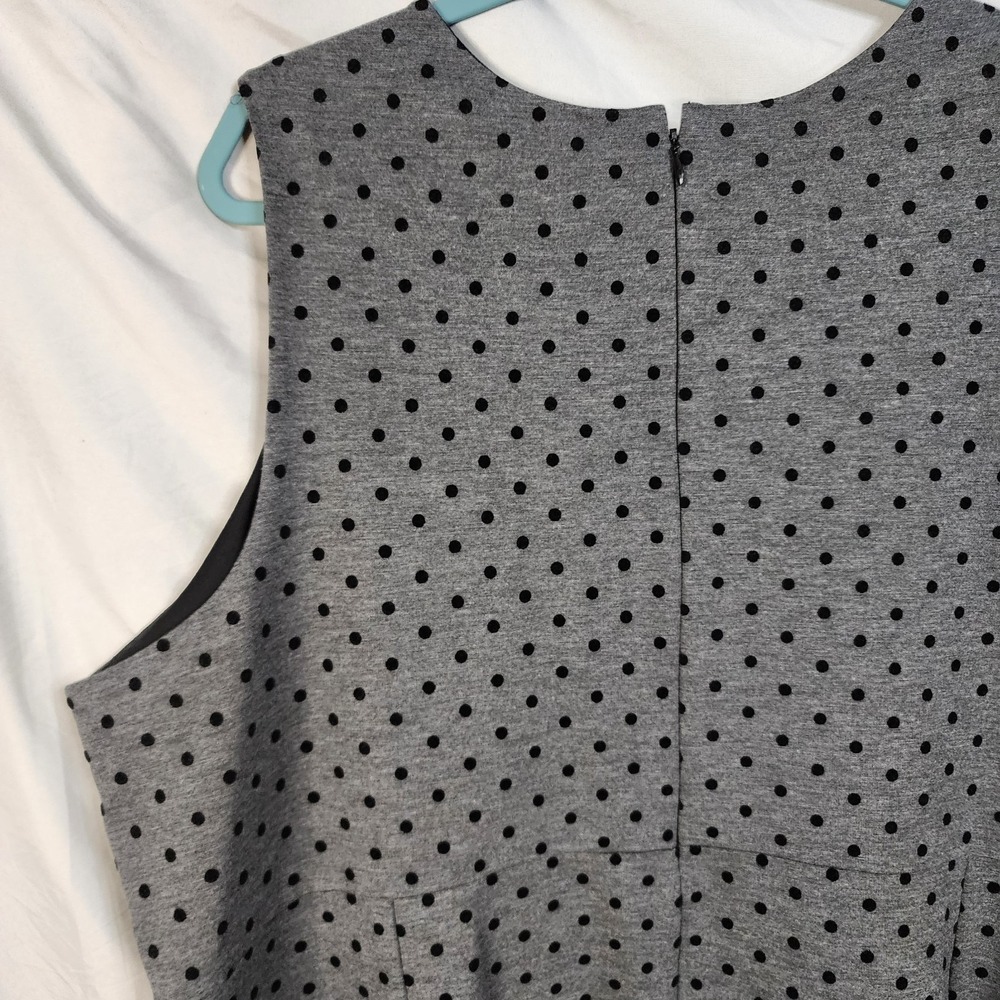 LANDS END Size 24W Grey Black Polka Dot Sleeveless Pockets Ponte Knit Dress EUC - Picture 5 of 11